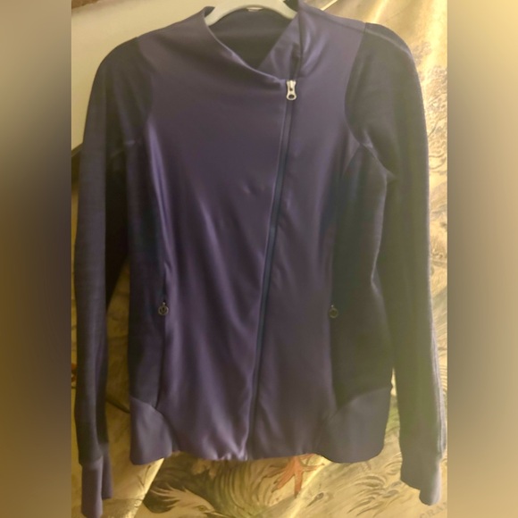 Lululemon Deep Purple Sweater Jacket Asymmetrical Zipper Moto Style SZ 8 - Picture 2 of 11